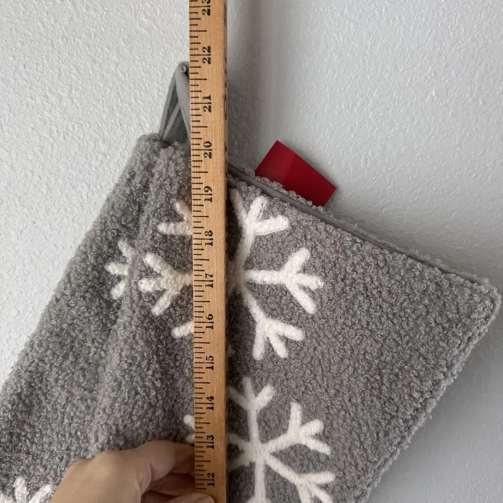 NEW Holiday Set Of 2 Snowflake Gray Pair Christmas Stocking Soft‎ Teddy Sherpa